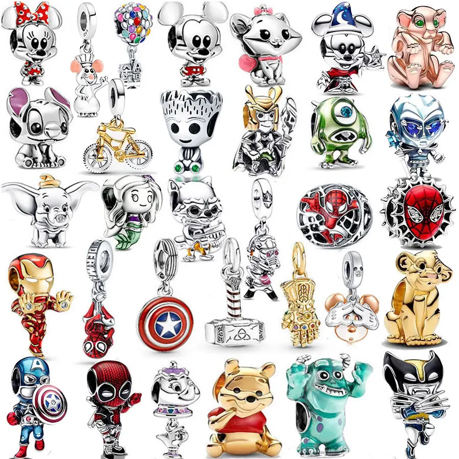 

100% 925 sterling silver Marvel series Disney Charm Beads suitable for original DlY bracelets, women's jewelry gifts