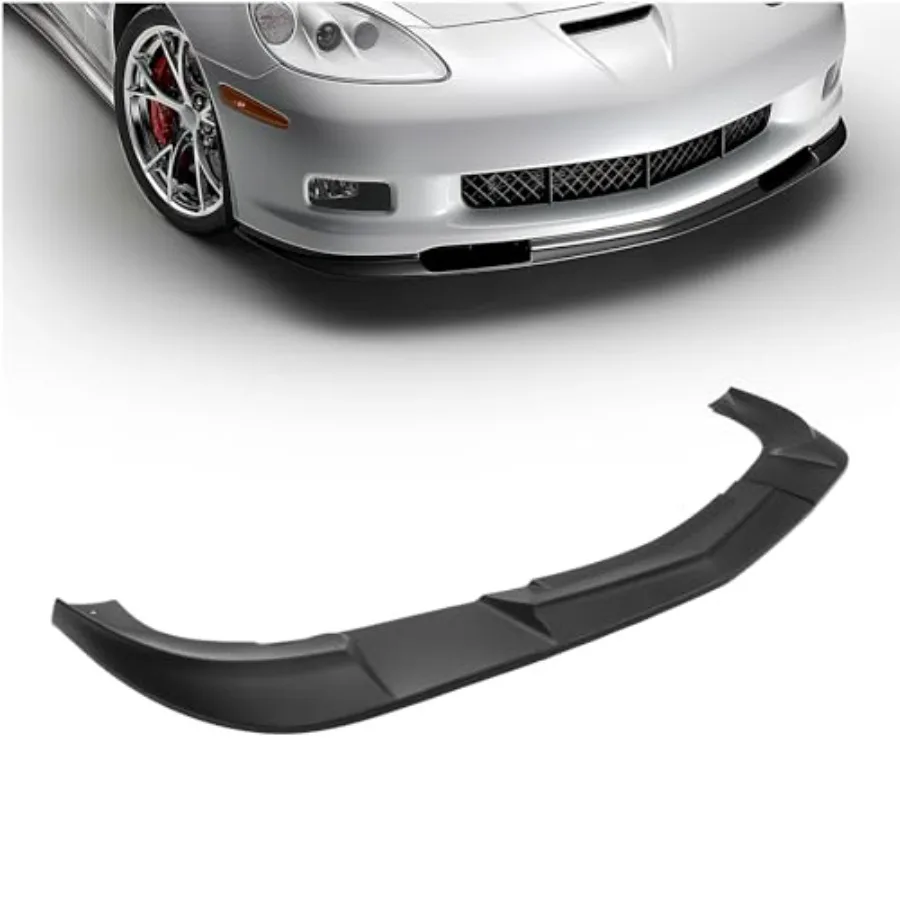 

Front bumper lip splitter for 2005-2013 Chevy Corvette C6 base models, ABS plastic, painted black, ZR1-style aerodynamic body k