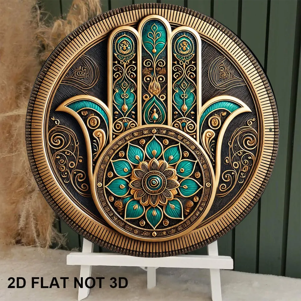 CIFBUY Vintage Hamsa Hand Aluminum Wall Art Waterproof Durable Living Room Office Room Decor