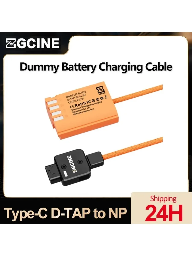 Kabel ładujący ZGCINE Type-C D-TAP do atrapy baterii NP do aparatów Panasonic Sony Nikon Canon Fujifilm DT-FW50 DT-W126 DT-W235 — zdjęcie produktu 7