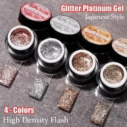 Vendeeni 4 Color Glitter Platinum Gel Nail Polish Flash UV LED Soak Off Gel Varnish Shiny Painting Line Gel Lacquer For Nail Art