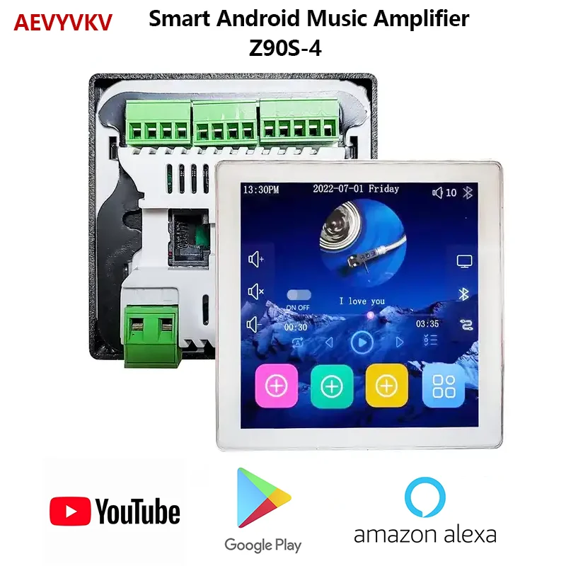 AMPLIFICADOR DE Pared De Sonido estéreo para cine en casa, pantalla táctil de 4 ", Android 10,0, compatible con Control de voz, Control remoto, reproductor de música