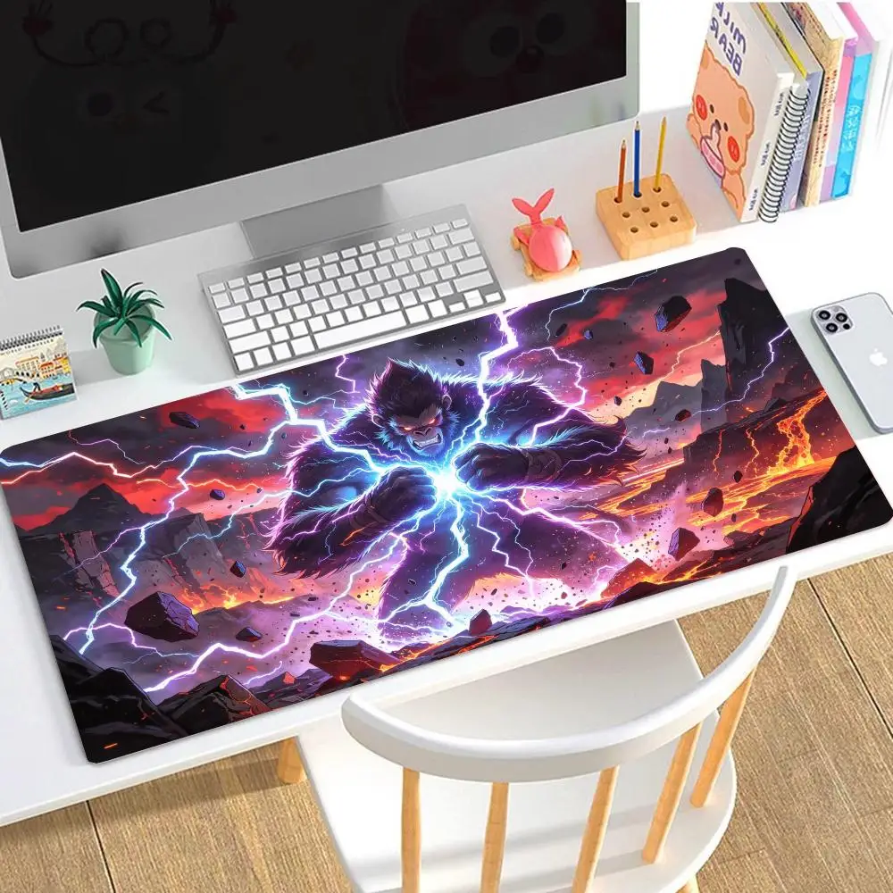 Purple Thunder Lava Mage Mouse Pad Stitched Edges Non Slip Rubber Base For Study Bedroom Decor
