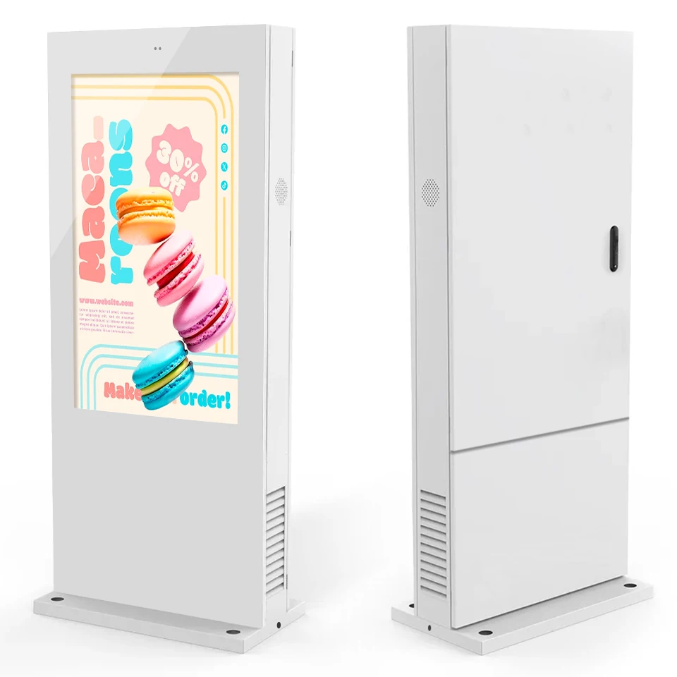 55 65 75 Inch 2500Nits Outside Waterproof Lcd Advertising Display Player Digital Signage Outdoor Totem Floor Stand Screen Kiosk