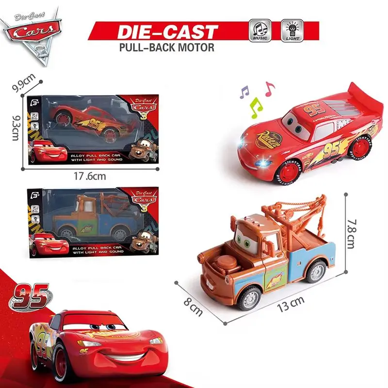 HOT Disney Toy Story 4 Cartoon Model Car McQueen Woody Con luci Inerziale Pull-back Auto a ruota libera Collezione di giocattoli Regalo per bambini