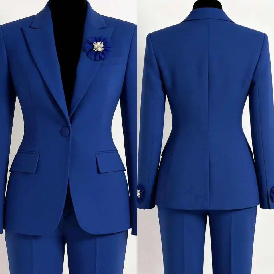 Royal Blue Women Blazer Sets One Button Tuxedos Graduation Ceremony Attire Birthday Party Wear 2 Pieces Customized