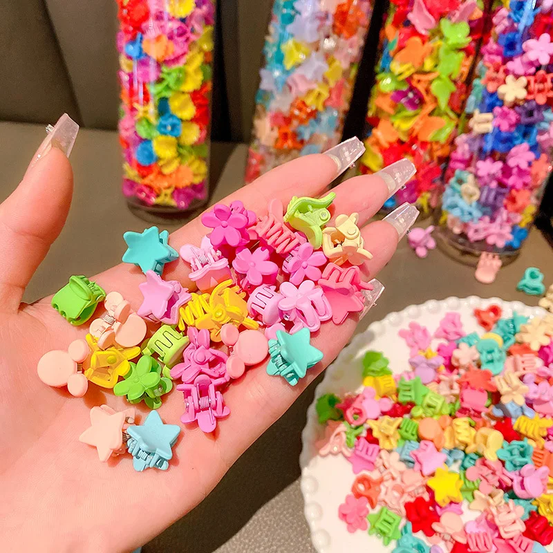 100Pcs/Set Baby Girl Candy-Color Small Hair Claw Four Seasons Cute Broken Hair Children Color Clip Cartoon Kid Hair Accessories