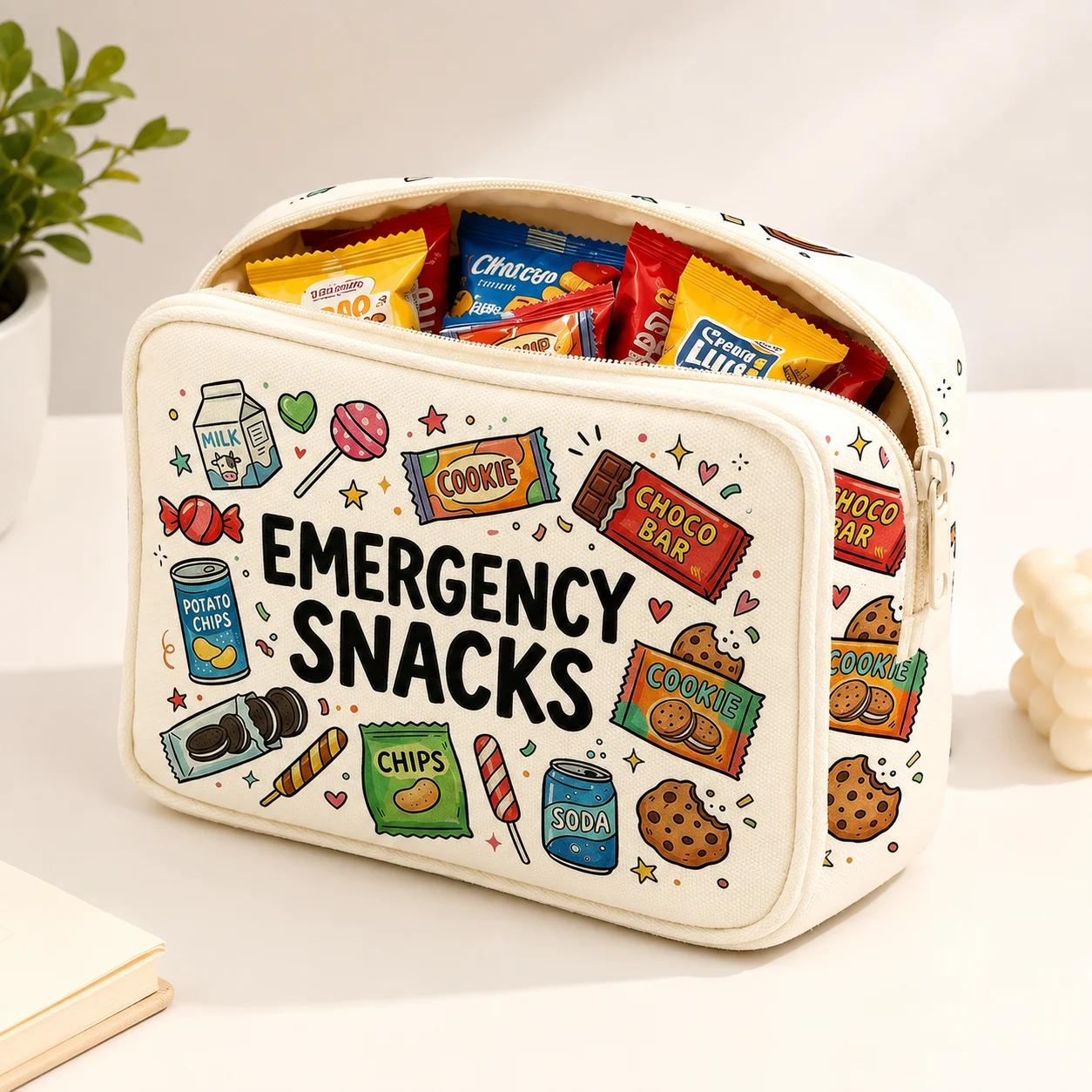 Food Storage Emergency - Noodsnackzak met rits, schattige cartoon grote