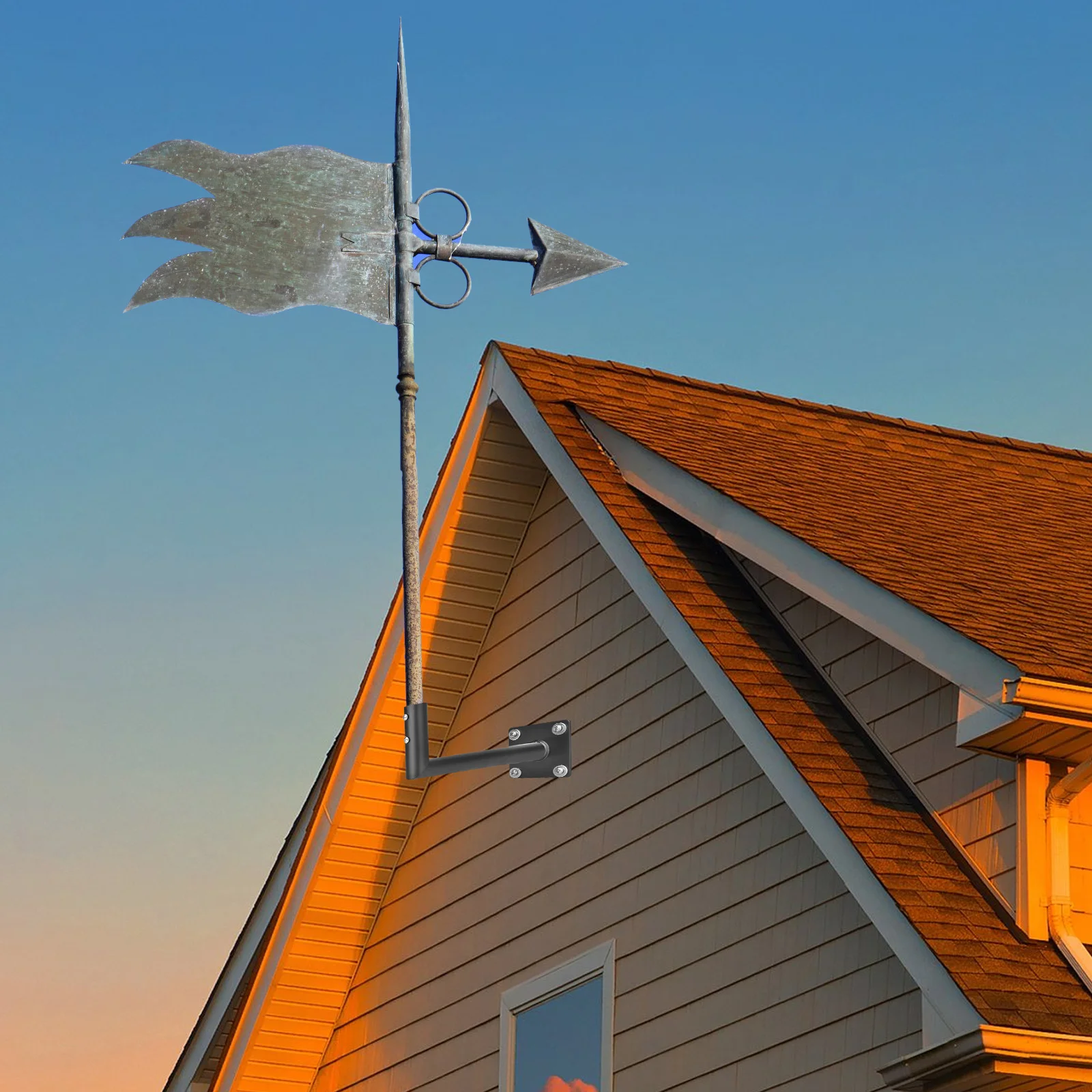 

1 set 1 Set Antenna Mounting Bracket Weather Vane Roof Mount Multi-Purpose Outdoor Antenna Support L-Shape Iron Pole