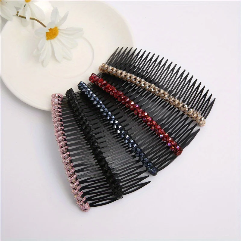 

Elegant Rhinestone Teeth Insert Hair Clip with Anti-Slip Comb Design for Flyaway Control Banquet Wedding Events