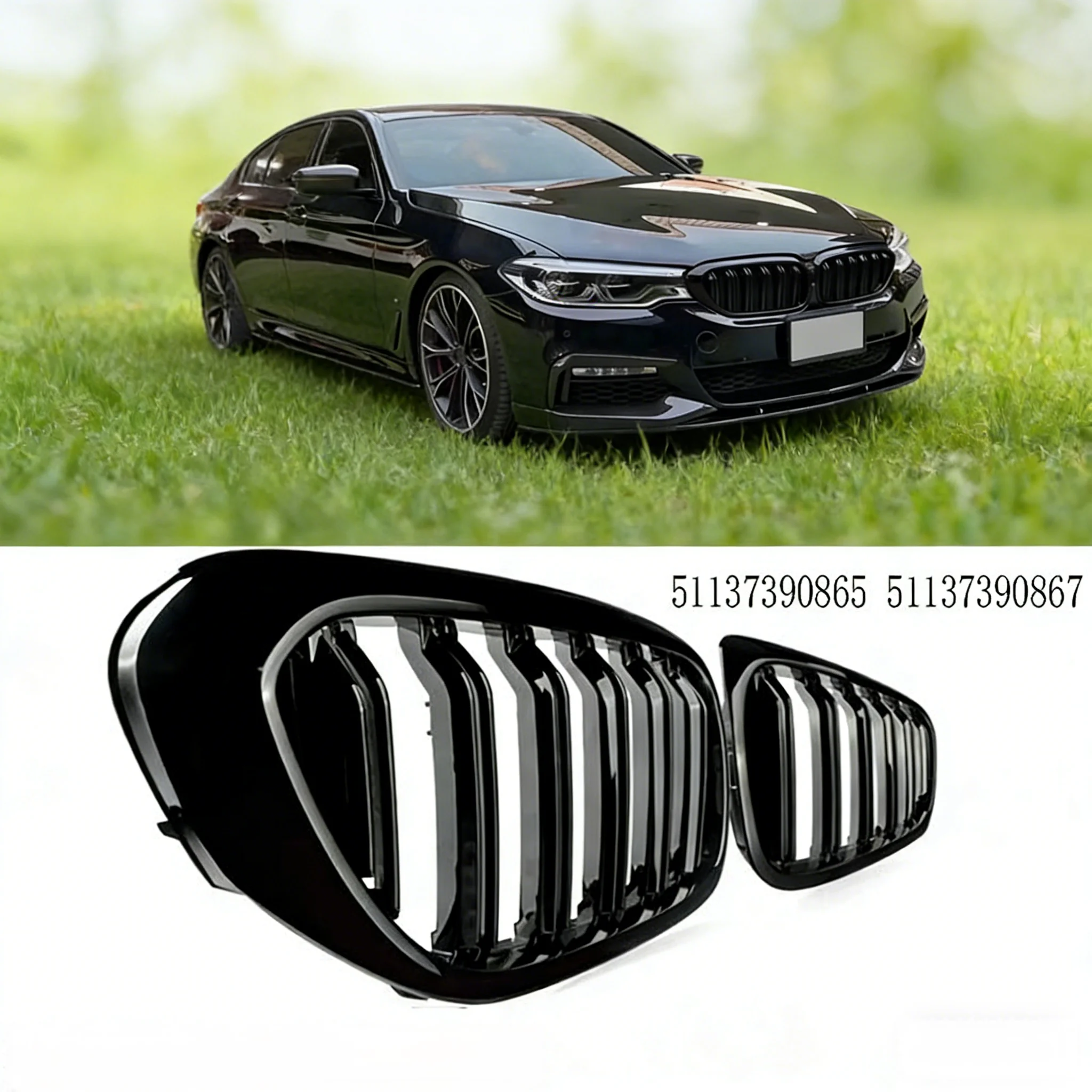 

Решетка с двойной планкой для BMW 5 серии G30 G31 520I 530I 540I M5 2017-2020 Racing Grille 51137390865 51137390867