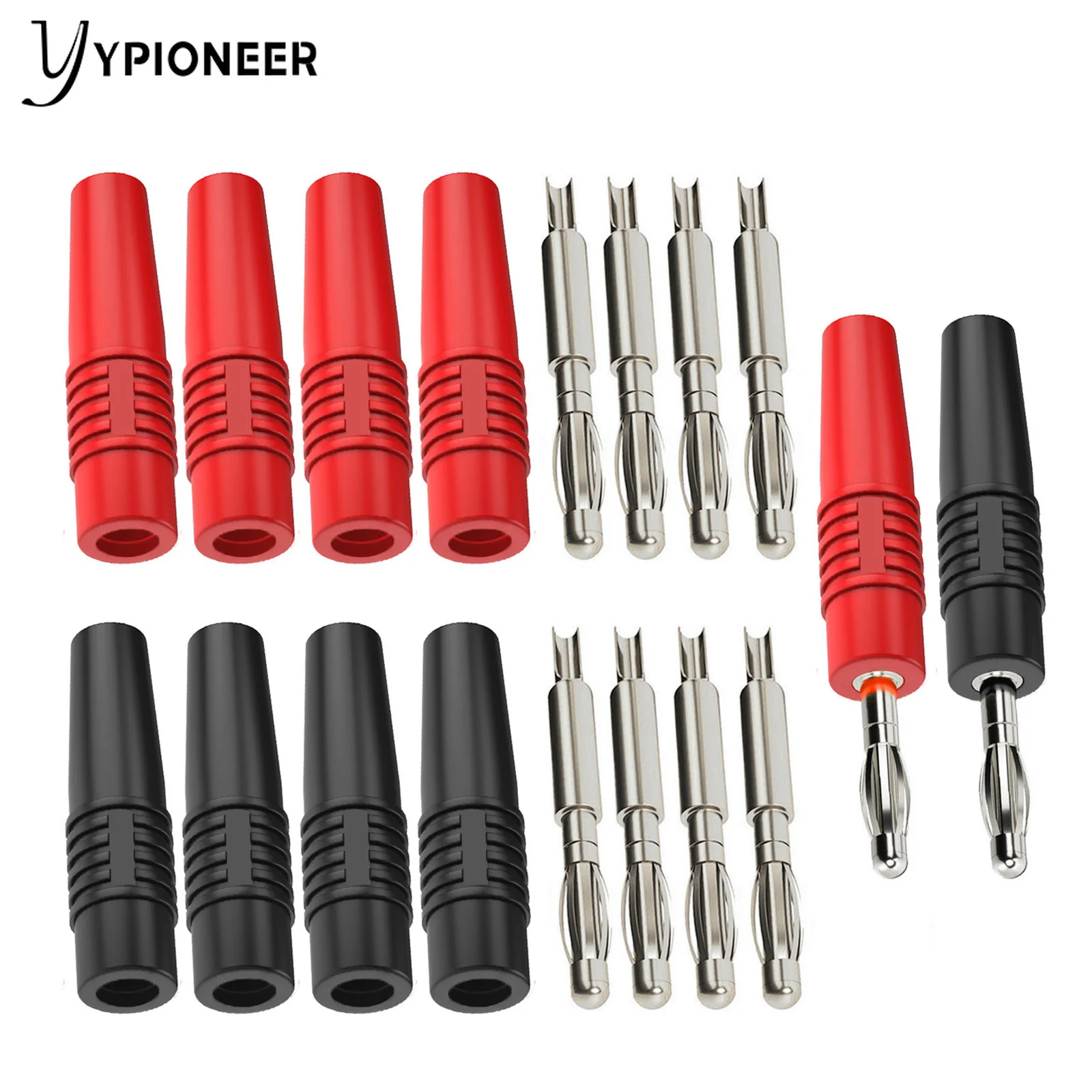 Ypioneer 10PCS 25A 4mm Banana Plug Nickel-plated Copper Pin High Current Connectors for Speaker Wire/Electrical DIY Multimeter