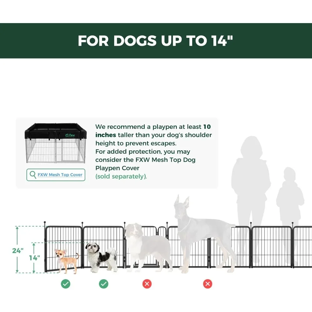 Rollick Unleashed Dog Playpen for Indoor, Yard, RV Camping, 24 inch 24 Panels for Small and Puppy Dogs