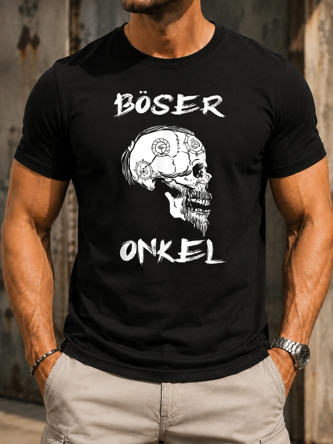 Bad Uncle gothic joke with mechanical  profile Graphic featuring a bold illustration and expressive  Unisex All T-Shirt