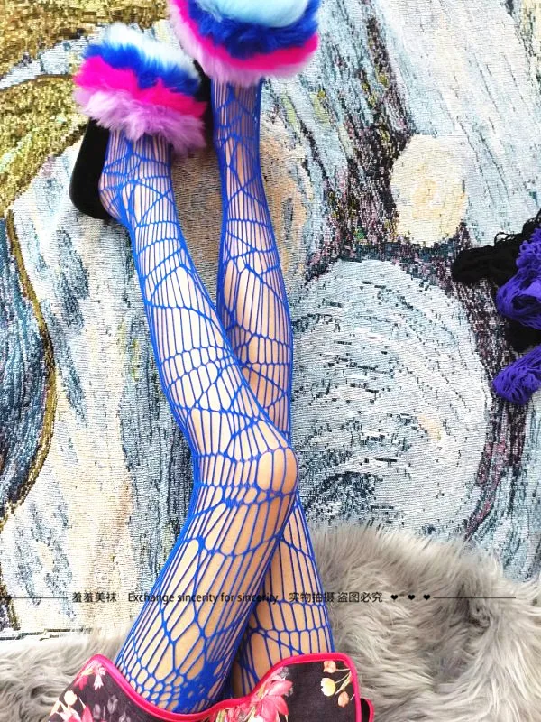 Dark Style Gothic Skeleton Fishing Net Socks, Spider Web Silk Stockings Designer Tights Black Sexy Stockings Plus Size Lingerie