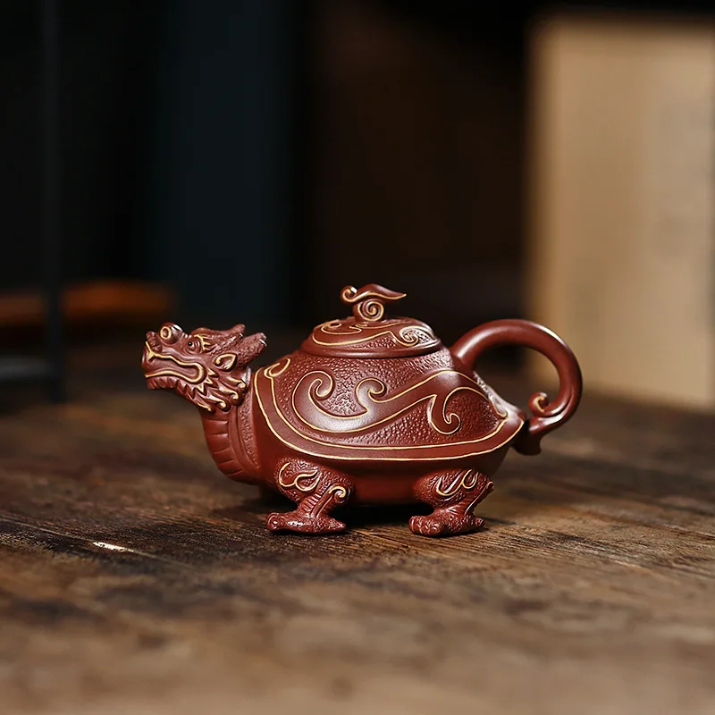 Purple mud, handmade dragon turtle purple sand teapot tea set gift