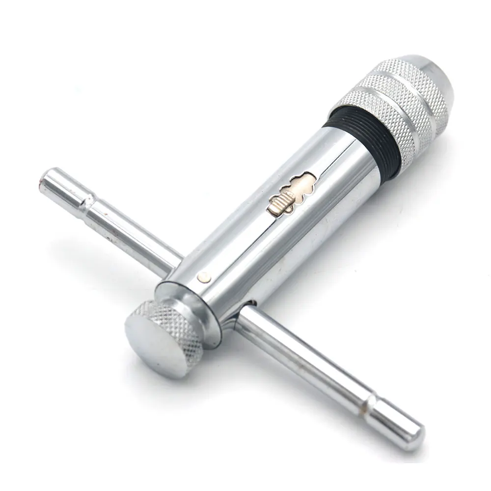 M5-M12 Adjustable T-Shaped Handle Reamer Screw Extractor Tap Wrench Holder Ratchet Inserted Reverse Direction
