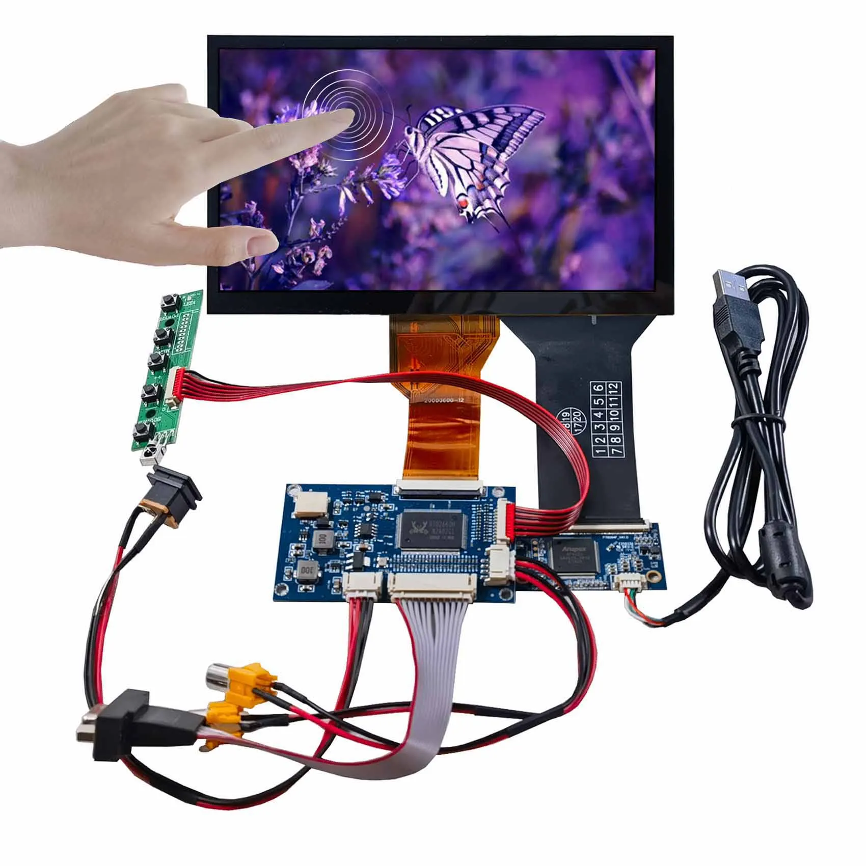 Lcd Car Display Speedometer Lcd Display With Capacitive Touch Screen Panel Vga 2Av Reversing Board 800X480 7 Inch Lcd Screen