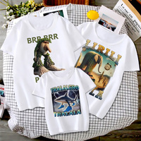 Italian Brainrot Animals Kids T-shirt Tralalero Tralala Funny Shark Short Sleeve Tops Kids Funny Meme Cute Tee Summer Clothing