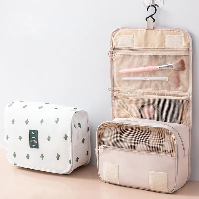 Bolsa de higiene portátil suspensa, organizador de cosméticos de viagem à prova d'água com vários bolsos para armazenamento de maquiagem e cuidados com a pele
