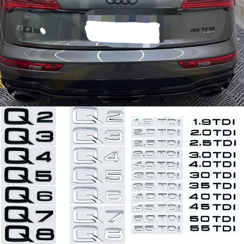 Image of 3D ABS Auto-Kofferraumaufkleber 2.0 2.5 3.0 4.0 5.0 TDI 30 35 40 45 50 55 TFSI TDI für A1 A3 A4 A5 A6 A7 A8 Q2 Q3 Q5 Q7