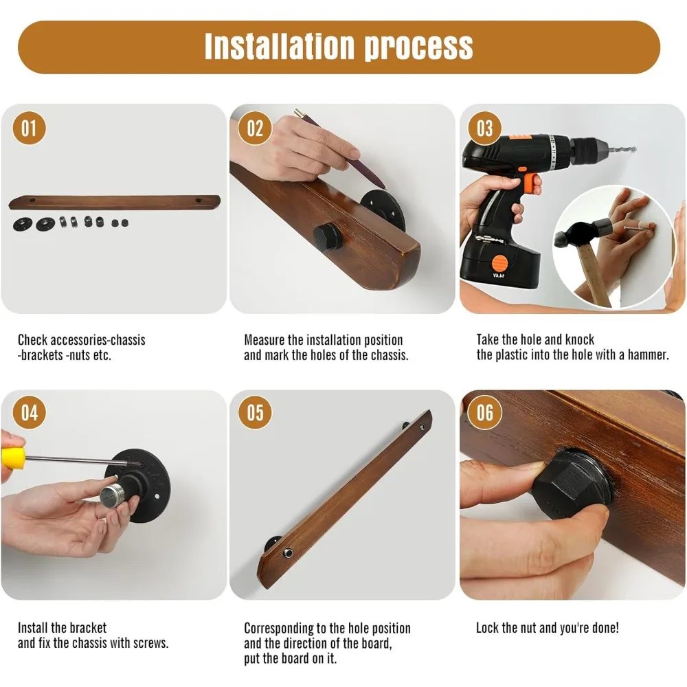 درابزين الدرج الداخلي الريفي، درابزين خشبي غير قابل للانزلاق للمنزل، قضبان دعم تثبيت على الحائط على الطراز القديم، درجة حرارة أمان الممر العلوي #3