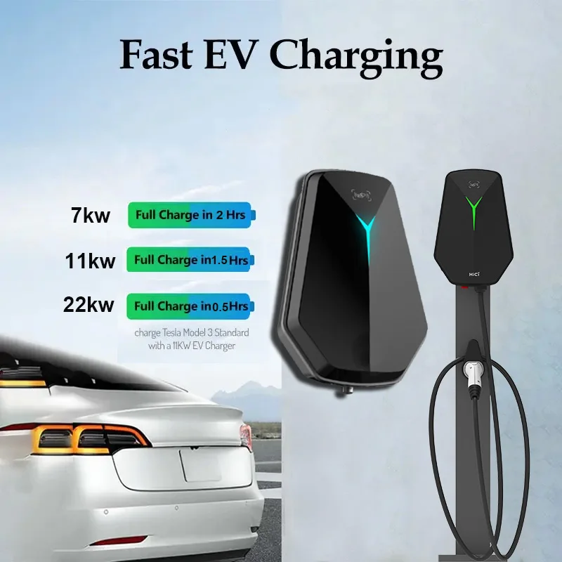 HIC EV Charger Factory Type 2 7kw 22kw Wireless App Wallbox wall Fast Electric Charging Station AC EV Car Charger