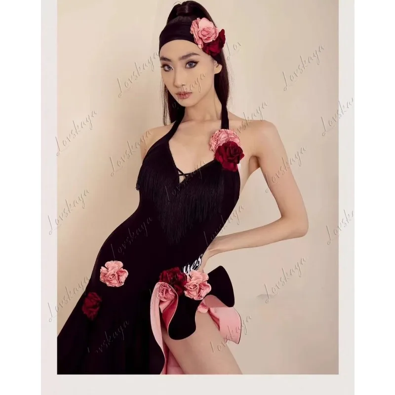 

Latin Dance Dress High-end Sense Set Summer New Female Adult Dance Wear Halterneck Dress