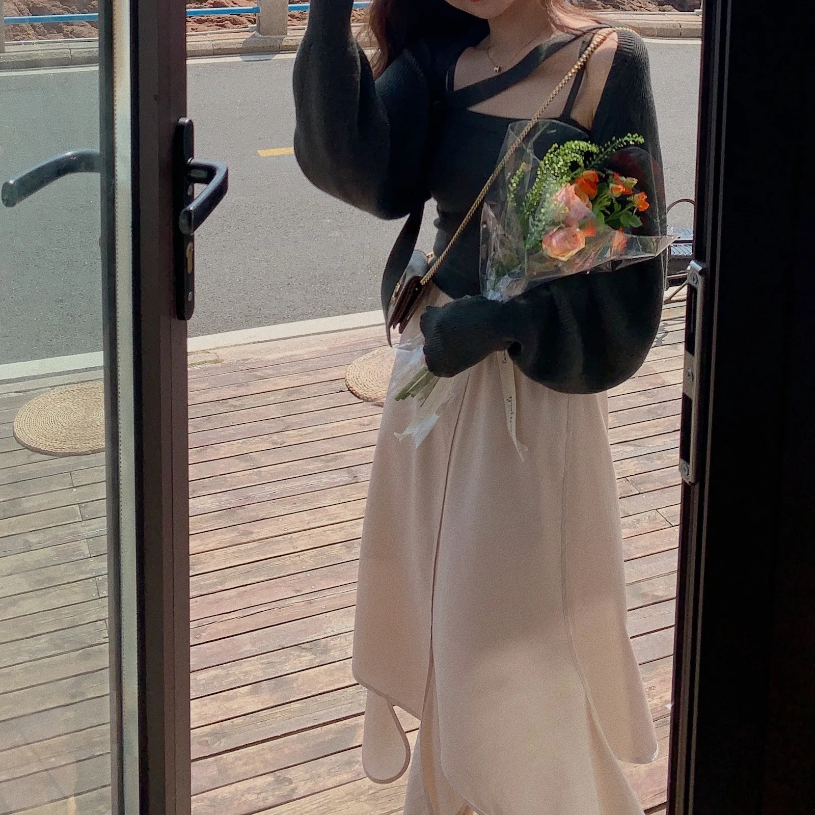 

FFBLUE Hearttob Sister's Absolutely Beautiful Asymmetrical Hem f Skirt Fairy Korean Sle Midi Skirt