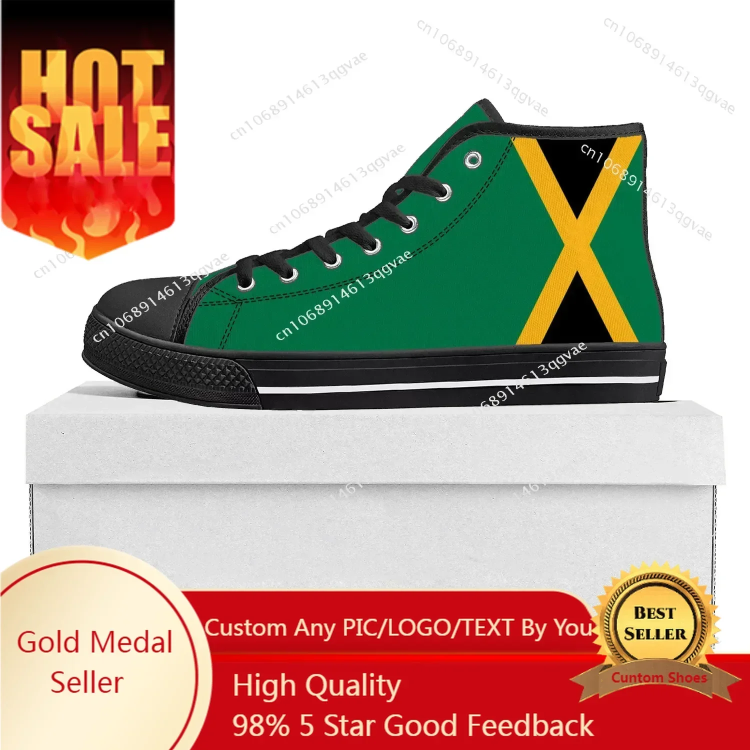 

Jamaican Flag High Top Sneakers Mens Womens Canvas Sneaker Jamaica Casual Couple Shoes Custom Shoe
