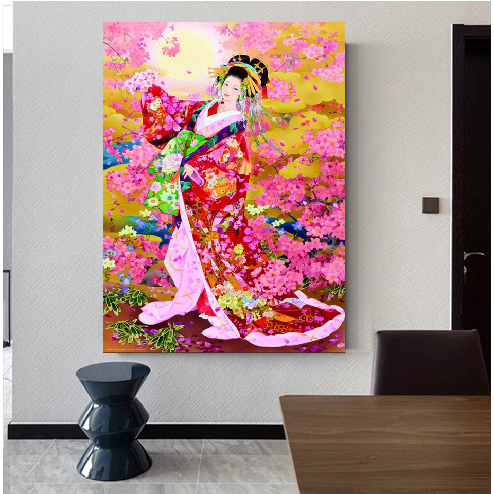 Japanese Geisha Women Diy Diamond Painting New 2025 DIY Diamond Mosaic Flower Girl Portrait Full Embroidery Home Decor Gift