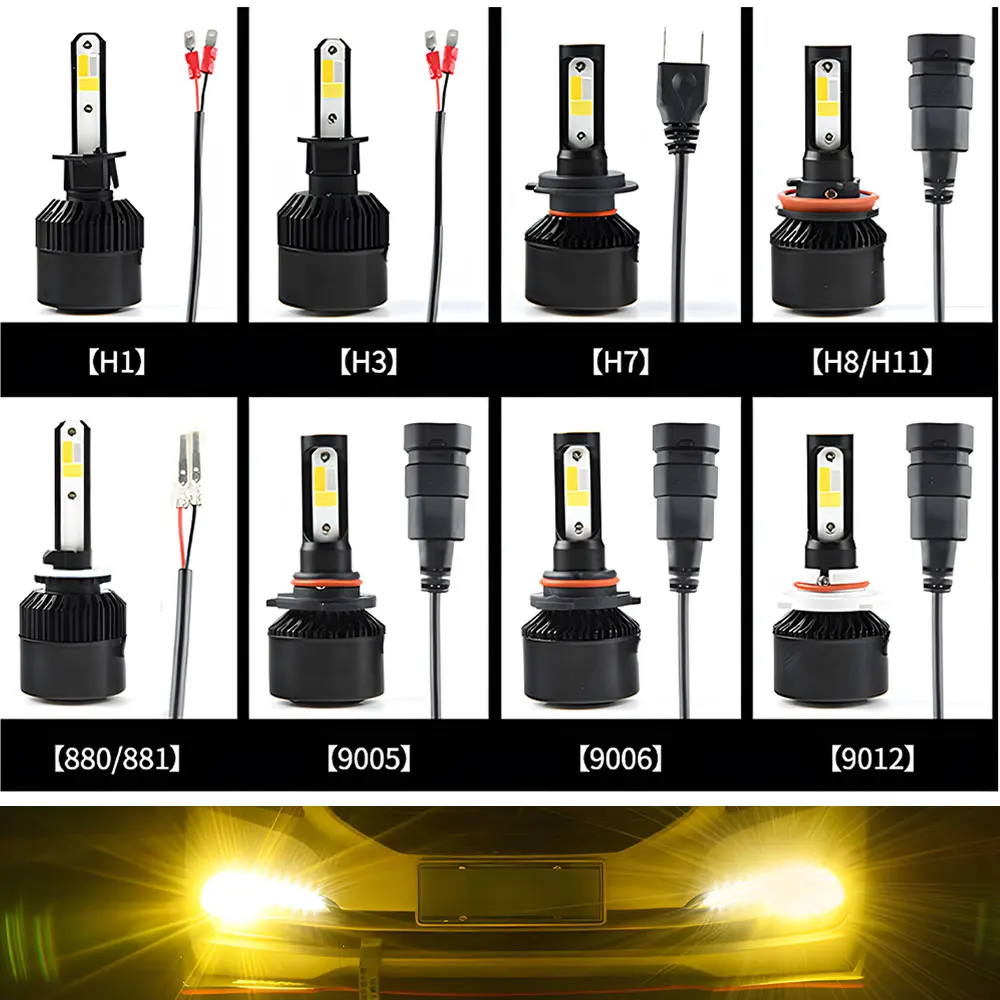 H4 LED 4 Color Flash Headlight H1 H7 LED Projector H8 H11 HB3 HB4 80W LED Lights Auto Lamp Car Automobiles Headlamp 12V Fog Bulb