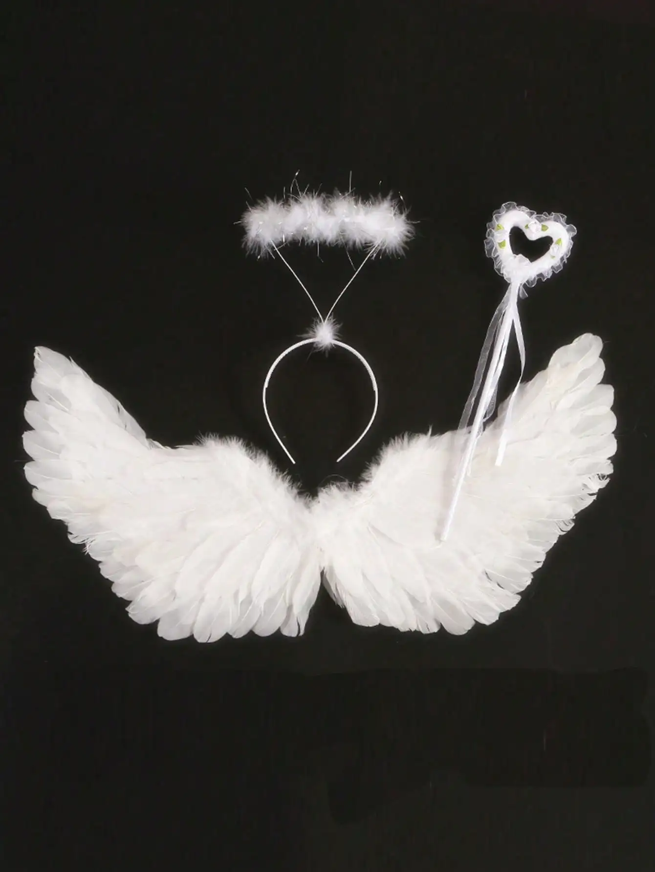 Set of angel wings, stage performance white wings with Halo and Magic Wand Angel Wings costume Halloween Carnival Cosplay suppli