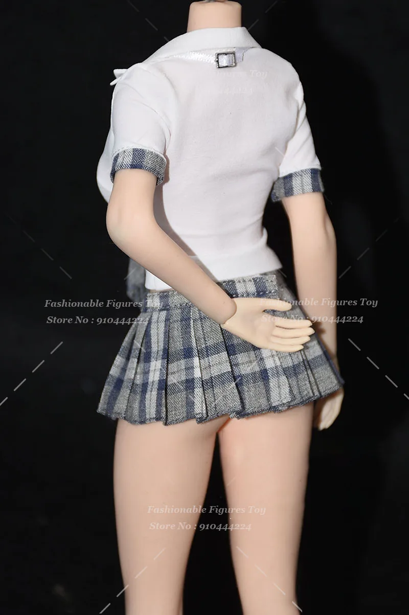 1/6 Piccante Ragazze Scuola JK Uniforme Aderente Camicia Bianca Mini Gonna Scozzese Vestito Per 12 "Donne Soldato Action Figure Corpo