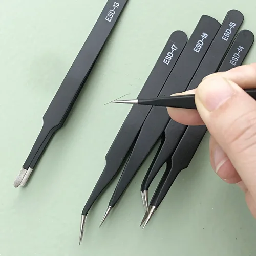 Imagen 2 del producto Pinzas antiestáticas de alta precisión Lurayee, pinzas para cejas rectas y curvadas, pegatina para decoración de uñas, herramienta para recoger diamantes de imitación