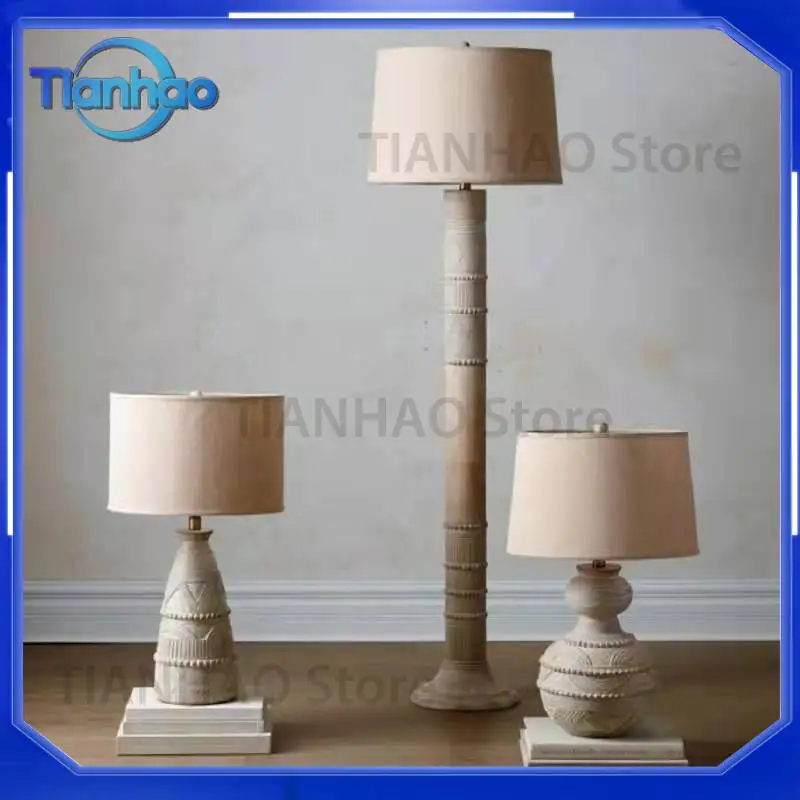 Solid Wood Desk Lamp Floor Lamp for American French Rural Style Villa Living Room Bedroom Bedside Home Stay Hotel