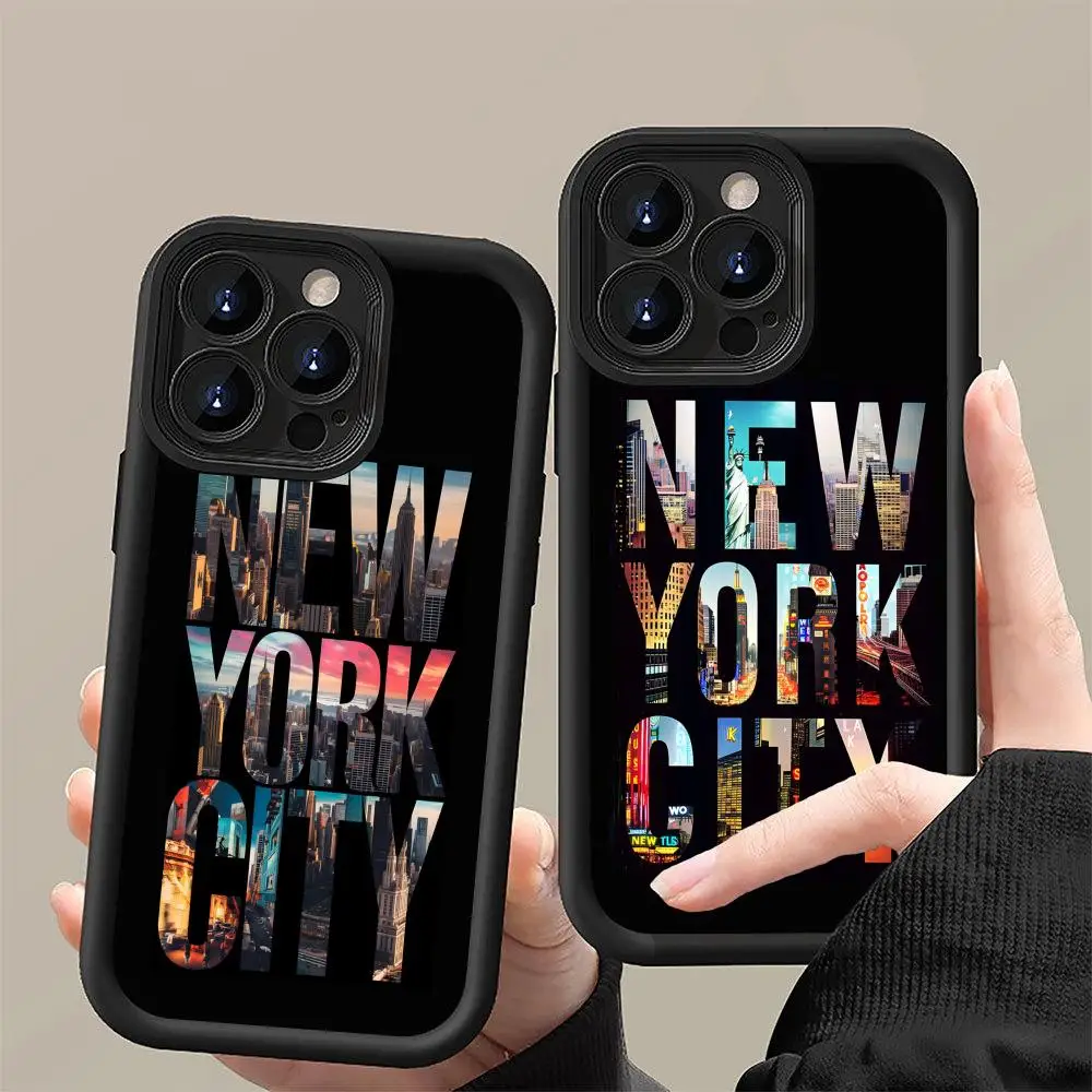 

New York City Thicken TPU Mobile Phone Case for iPhone 17 16 15 14 13 12 11 Air Pro Max Plus Colorful Cover