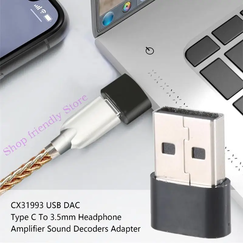 594A USB C DAC 32BIT 384KHz USB C إلى 3.5 ملم محول مع CX31993 MAX97220 ChIP USB