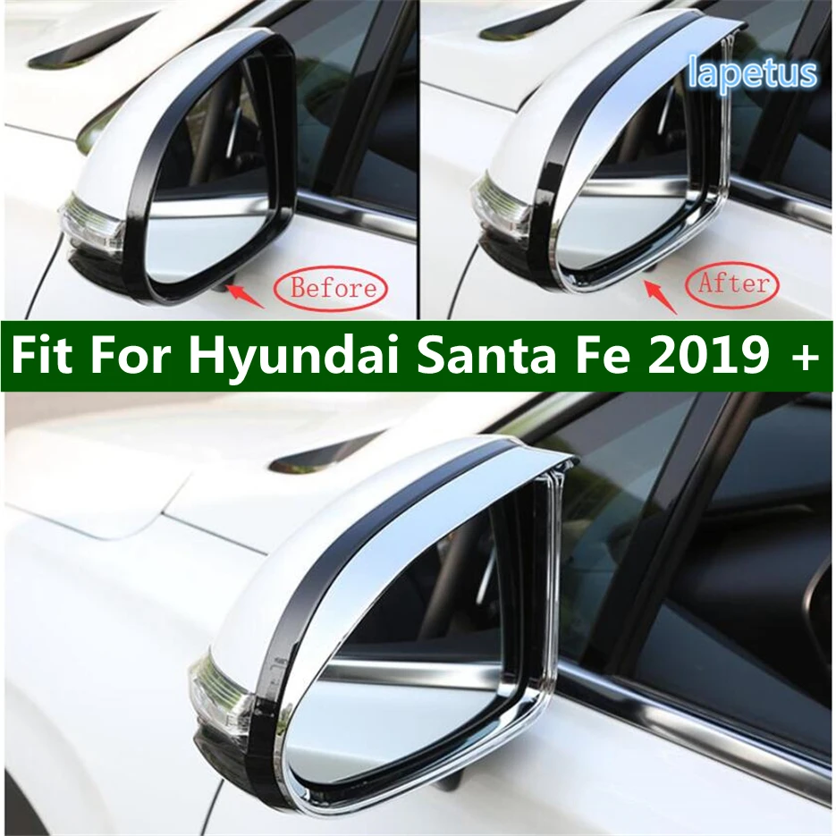 

Chrome Side Door Rearview Mirror Rain Eyebrow Decor Frame Cover Trim Fit For Hyundai Santa Fe 2019 - 2023 Exterior Accessories