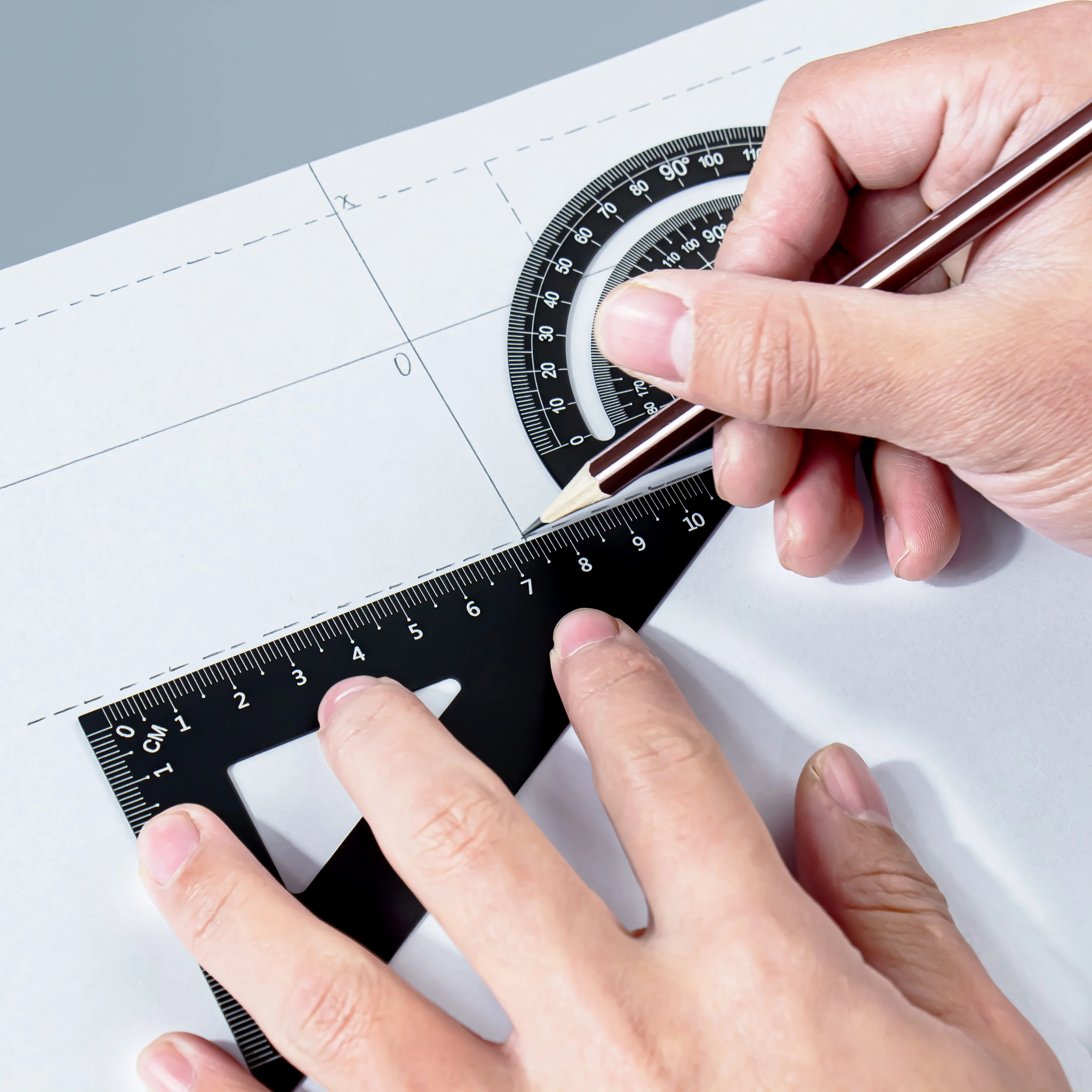 Aluminum 4Pcs Geometry Ruler Set 15cm Straight Ruler Triangle Rulers Protractor Storage Case Back to School Student Stationery