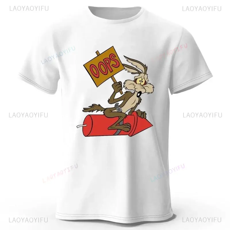 Funny Wile E Coyote T-shirts Trendy Y2K Manga Streetwear Tees Anime Clothes Fashion Harajuku Aesthetic Cotton Tshirt Camisetas