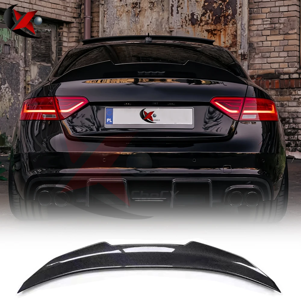 Car Spoiler For Audi A5 B8 B8.5 8TA 8T3 4Door Sportback PSM Style Real Carbon Fiber Material Rear Spoiler Trunk Wing 2009-2016