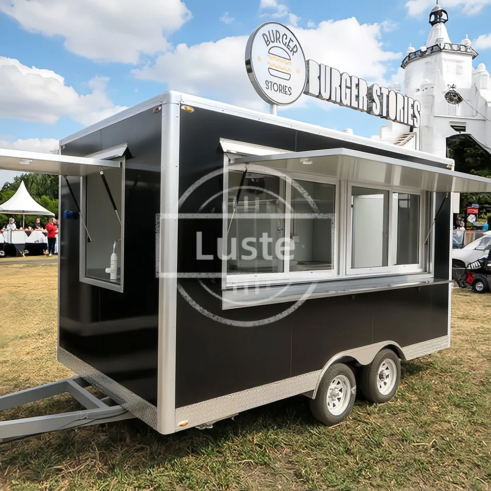 

Food Trailer Mobile Cart Caravan Food Truck Hamburger Shape Mobile Business Factory Customized Car Restaurant