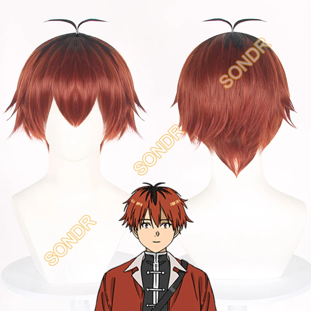 Anime Frieren Stark Cosplay Pruik Mannen Kort Haar Rood-zwart Halloween Party Carnaval Rollenspel Hittebestendige Synthetische Pruiken