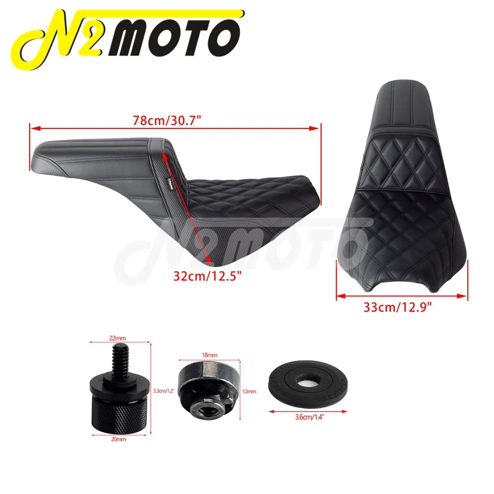 Motorcycle Driver & Passenger 2-Up Seats Pad Soft Sponge Cushion For Harley Softail Deluxe Standard Street Bob 2018-24 FXSL FLHC