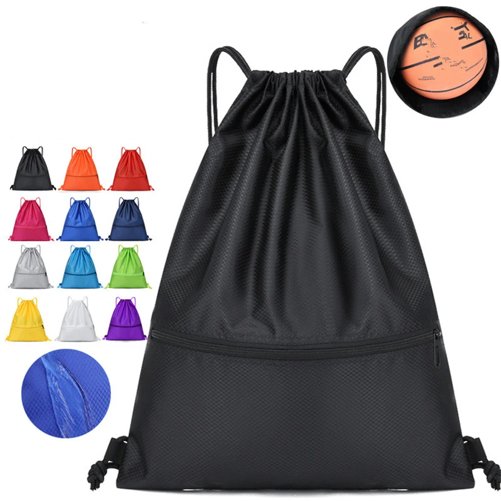 Trekkoord Schoudertas Outdoor Sporttassen Eenvoudige Dames Fitness Rugzak Lichtgewicht Basketbal Tas Oxford Rits Zak