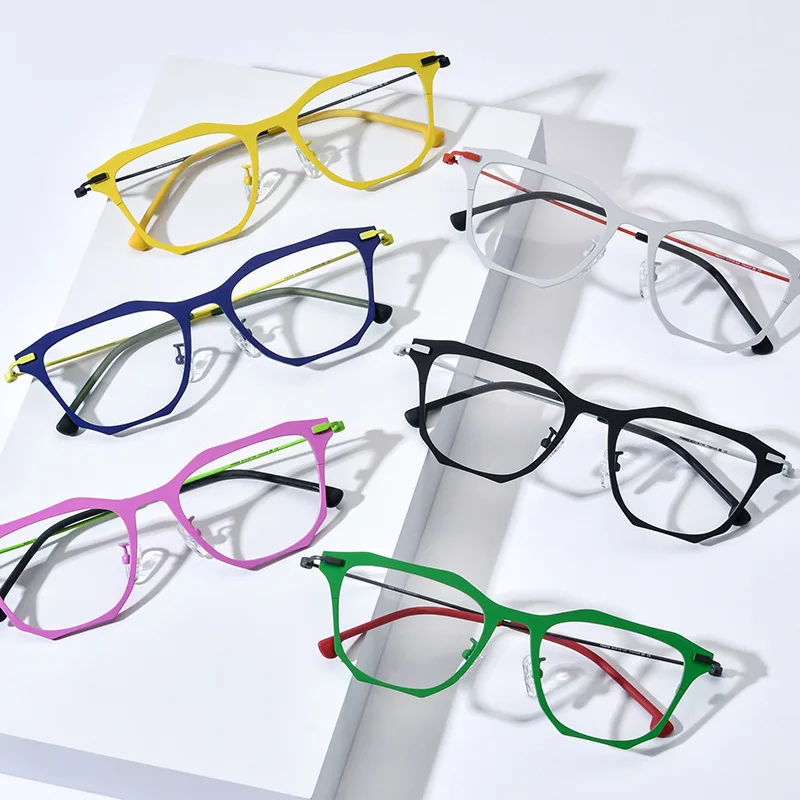 Pure titanium irregular square frame men and women personality ultralight optical glasses luxury brand myopia prescription glass