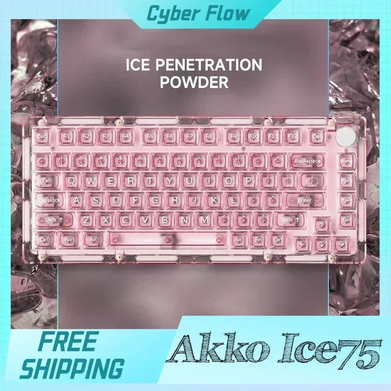 Monsgeek ICE75 Wireless Fully Transparent Mechanical Keyboard Tri-mode Bluetooth RGB Hot-Swap Gaming Keyboard  Win Mac Gift