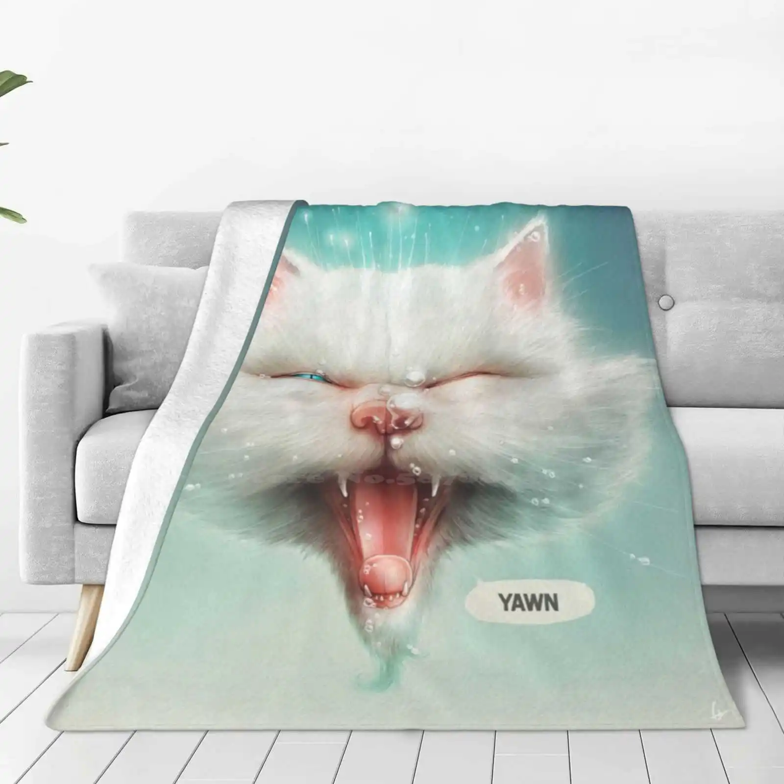 The Water Kitty Creative Design Light Thin Soft Flannel Blanket Watter Kitty Cat Drown Magic Light Bubble