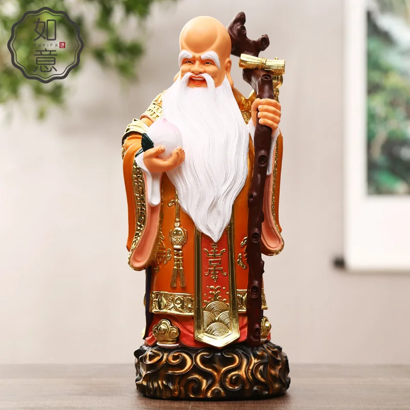 38CM large Taoist Buddhism HOME Shrine efficacious Gold plating healthy Longevity SHOUXING God FENG SHUI statue